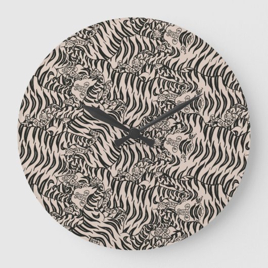Tiger Muster Große Wanduhr (Vorderseite)