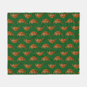 Tiger Muster mit grünem Hintergrund Fleecedecke (Vorderseite (Horizontal))