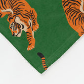 Tiger Muster mit grünem Hintergrund Fleecedecke (Ecke)
