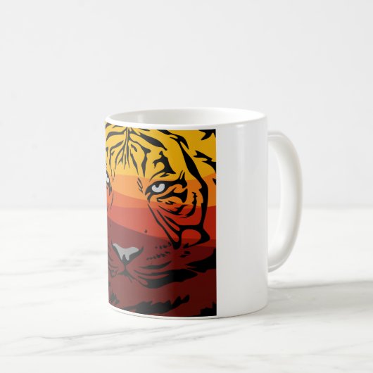 Tiger Muster Tierdesign flache Textur farbig Kaffeetasse (VorderseiteRechts)