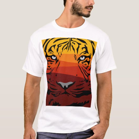 Tiger Muster Tierdesign flache Textur farbig T-Shirt (Vorderseite)