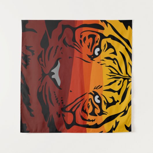 Tiger Muster Tierdesign flache Textur farbig Wandteppich (Vorderseite (Horizontal))