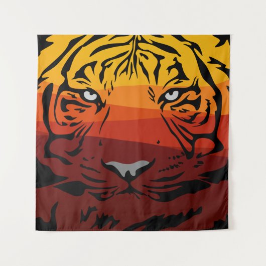 Tiger Muster Tierdesign flache Textur farbig Wandteppich (Vorderseite)