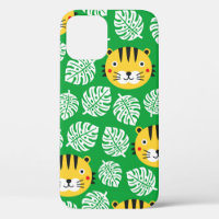Tiger nahtlose Muster mit tropischen Blätter. Kid