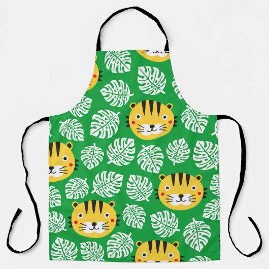 Tiger nahtlose Muster mit tropischen Blätter. Kid Schürze (Vorderseite)