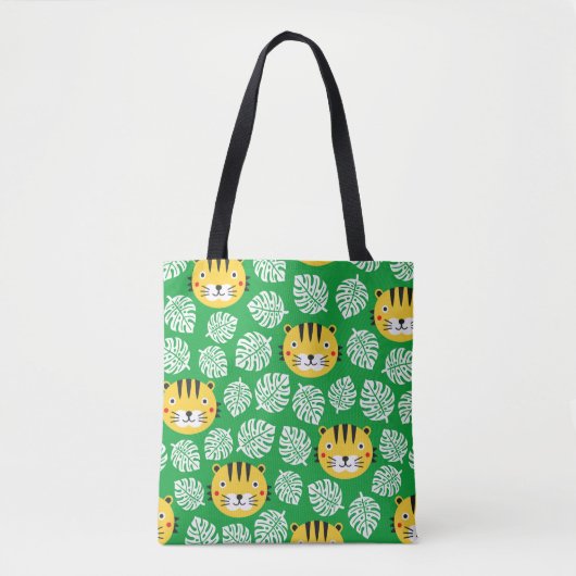 Tiger nahtlose Muster mit tropischen Blätter. Kid Tasche (Vorderseite)