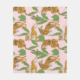 Tiger Nahtloses Muster: Exotischer Vintager Stil Fleecedecke