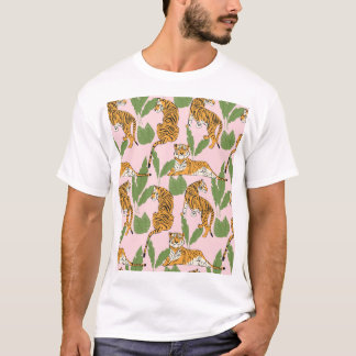 Tiger Nahtloses Muster: Exotischer Vintager Stil T-Shirt