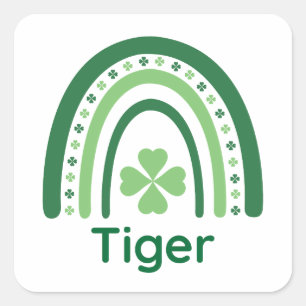 Tiger Name Clover Boho Regenbogen Quadratischer Aufkleber