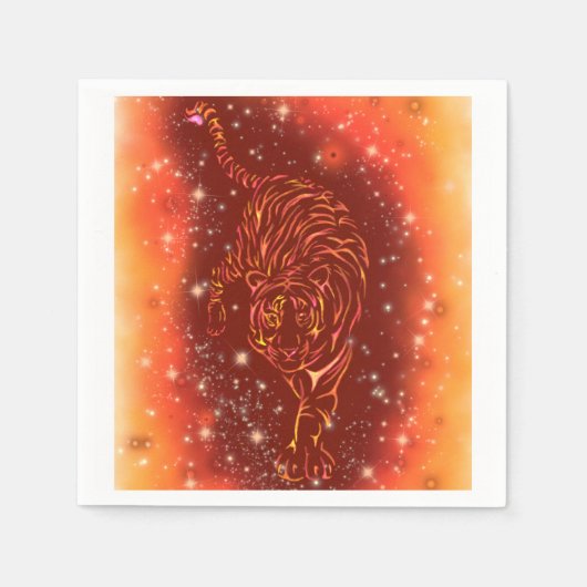 Tiger Napkins läuft in der Galaxy Starry Night Serviette (Vorderseite)