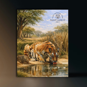Tiger-Nationalpark Ranthambor Indien Aquarell Postkarte