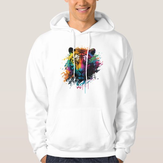 Tiger Neon Ink Splash Hoodie (Vorderseite)