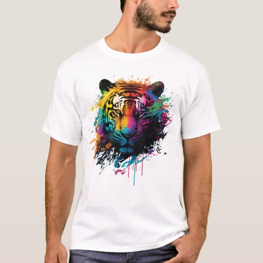 Tiger Neon Ink Splash T-Shirt (Vorderseite)