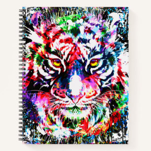 Tiger-Notebook - Farbenfrohe Tiger-Artwork - Wildl Notizblock