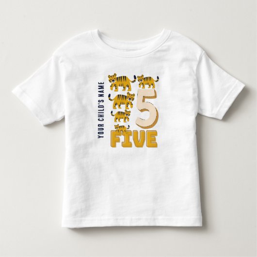 Tiger Nummer fünf Niedlich Personalisiert Kleinkind T-shirt (Vorderseite)