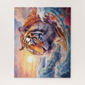 Tiger Ocean Waves Surreal Fantasy Art Puzzle (Vertikal)