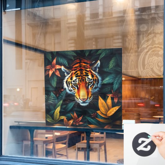 “Tiger of Mine” – Colourful Tiger Portrait Fensteraufkleber (Café-Fenster)