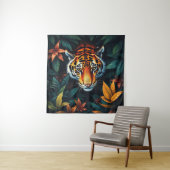 “Tiger of Mine” – Colourful Tiger Portrait Wandteppich (Beispiel)