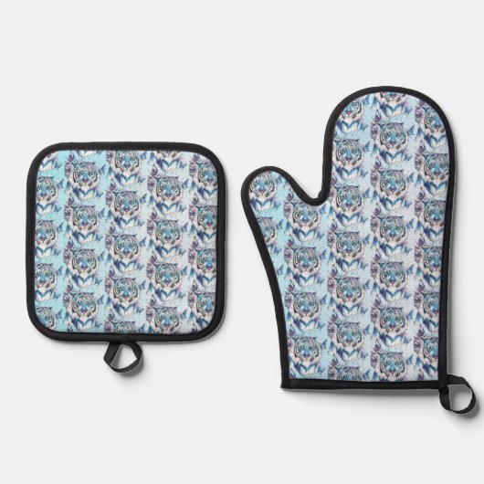 Tiger Ofenhandschuh & Topflappen-Set (Vorderseite)