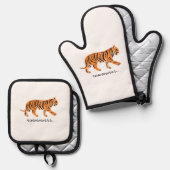 Tiger Ofenhandschuh & Topflappen-Set (Vorderseite/Rückseite)