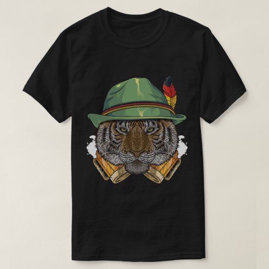 Tiger Oktoberfest Deutsches Bier Fest Tierfest T-Shirt (Design vorne)