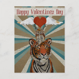 TIGER & OWL VALENTINE'S Postcard Feiertagspostkarte