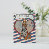 TIGER & OWL VALENTINE'S Postcard Feiertagspostkarte (Stehend Vorderseite)