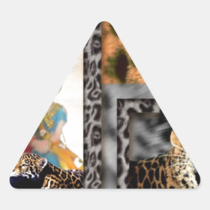 Tiger & Paar Kunstprint Dreieckiger Aufkleber