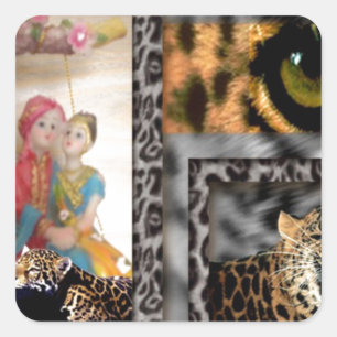 Tiger & Paar Kunstprint Quadratischer Aufkleber