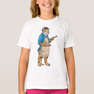 Tiger Painter Pinsel Malerei T-Shirt
