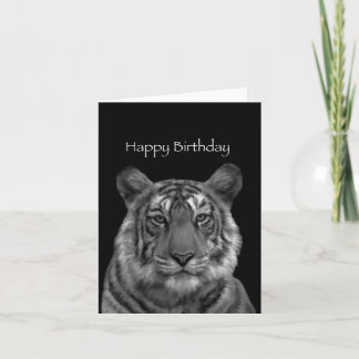 Tiger Painting Happy Birthday Card (schwarz/weiß) Karte