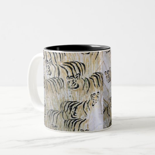 Tiger Painting Pattern Art Zweifarbige Tasse (Vorderseite Links)