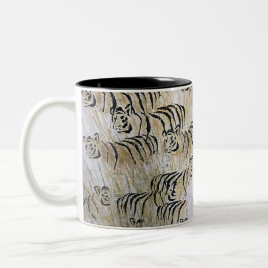 Tiger Painting Pattern Art Zweifarbige Tasse (Links)
