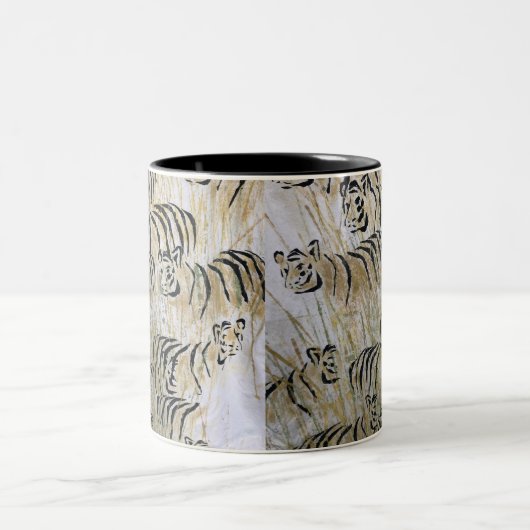 Tiger Painting Pattern Art Zweifarbige Tasse (Mittel)