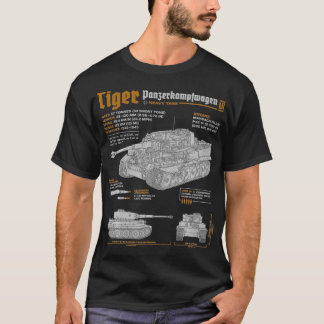 Tiger Panzer PzKpfw VI Weltkrieg 2 Blueprint T-Shirt