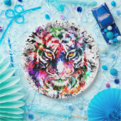Tiger Paper Plate - Farbenfrohe Zeichnend Abstrakt Pappteller (Party)