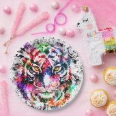 Tiger Paper Plate - Farbenfrohe Zeichnend Abstrakt Pappteller (Party)