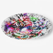 Tiger Paper Plate - Farbenfrohe Zeichnend Abstrakt Pappteller (Schrägansicht)