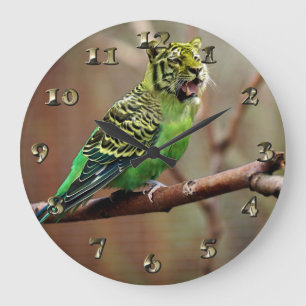 Tiger Parakeet Große Wanduhr