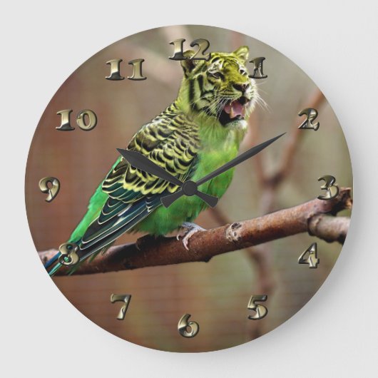 Tiger Parakeet Große Wanduhr (Vorderseite)
