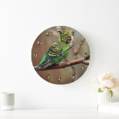 Tiger Parakeet Große Wanduhr (Zuhause)