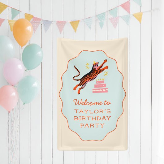 Tiger Party Animals Kids Birthday Welcome Banner