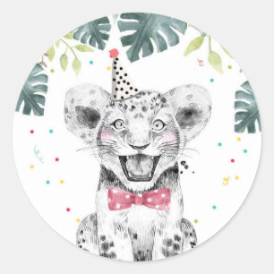 Tiger Party Animals Safari Boy Geburtstag Cupcake Runder Aufkleber