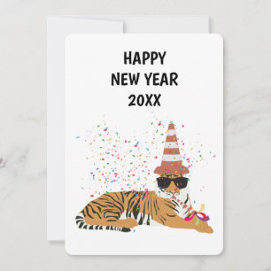 Tiger Party - Tierurlaub New Years Card Feiertagskarte