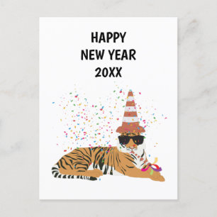 Tiger Party - Tierurlaub New Years Card Feiertagspostkarte