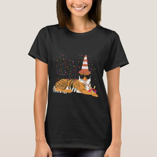 Tiger Partying Animals Having A Party  T-Shirt (Vorderseite)