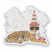Tiger Partying - Tiere mit Party Aufkleber (Vorderseite)
