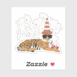 Tiger Partying - Tiere mit Party Aufkleber