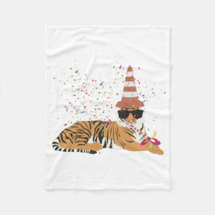 Tiger Partying - Tiere mit Party Fleecedecke