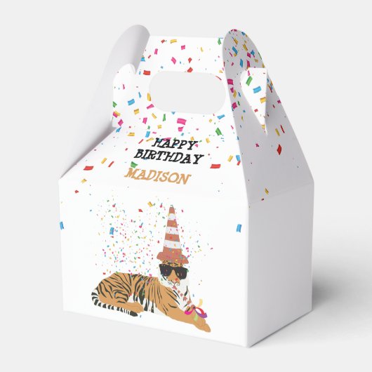 Tiger Partying - Tiere mit Party Geschenkschachtel (Vorderseite)